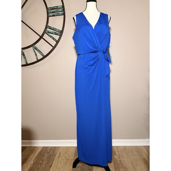 London Times Jumpsuit Royal Blue Sleeveless Stretch Size 12 NWT - Picture 2 of 7